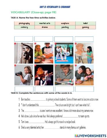 FORM 3 UNIT 8: Vocabulary and Grammar