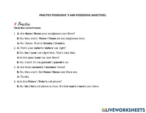 Possessive 's and possessive adjectives