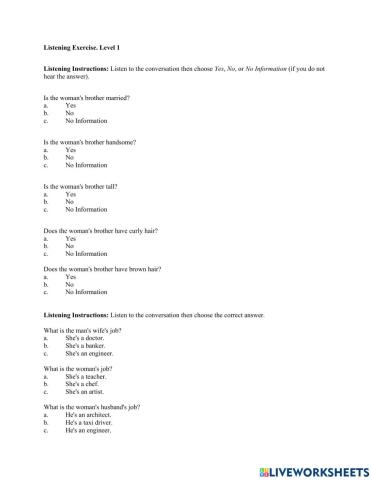 Listening Verb to be