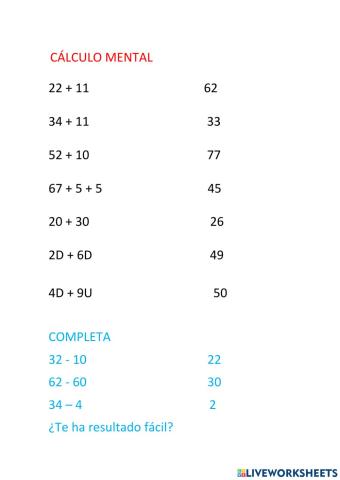 Cálculo  mental