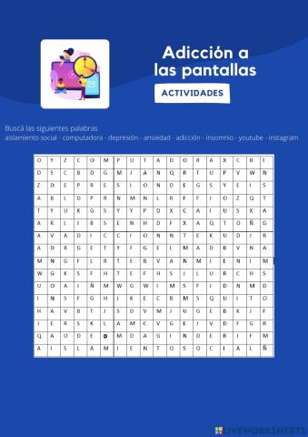 Sopa de letras, adicción a las pantallas