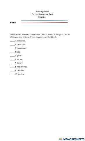 4th Summative Test-Q1 in English Part 1