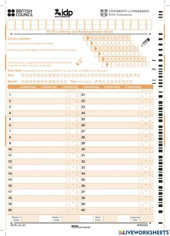 L answer sheet - C16 t4