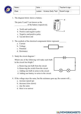 Science Daily Test (Sec 2)
