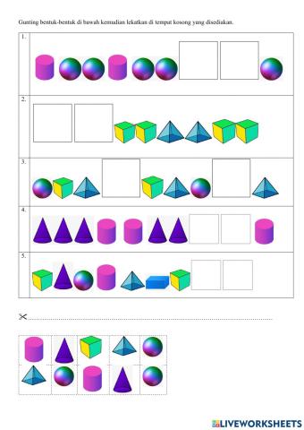Matematik Tahun 1 - Pola Bentuk 3D