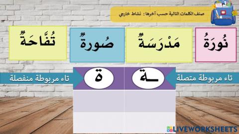 تصنيف التاء المربوطة