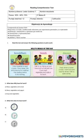 Reading comprehensión test