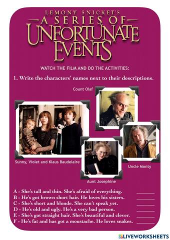 A Series of Unfortunate Events - Film Activities