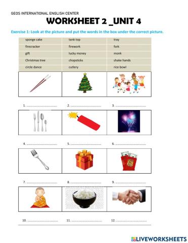 Worksheet 2-Unit 4-Grade 8