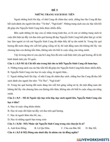 KT giữa kì 1 TV - đề 5