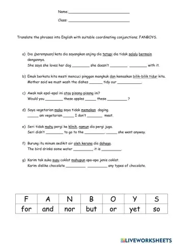 Fanboys (grammar translation technique)