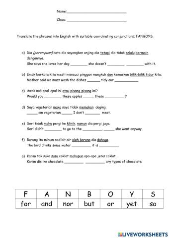 Fanboys (grammar translation technique)