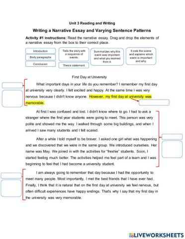 Writing Skill Unit 3 Writing a narrative essay