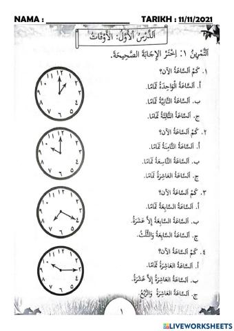 Kafa : bahasa arab tahun 4 - jam & waktu