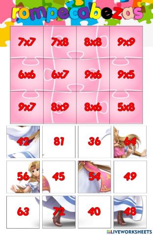 Rompecabezas de multiplicaciones.