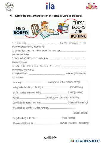 Adjectives ending in ed and ing