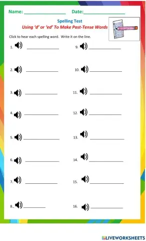 Using 'd' or 'ed' To Make Past Tense Words