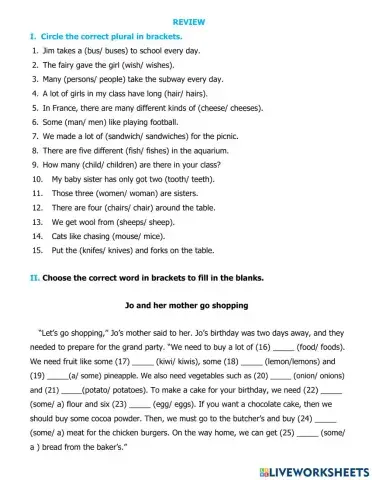 Nouns - Much - Many - A - An - The