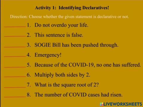 Identifying declaratives!