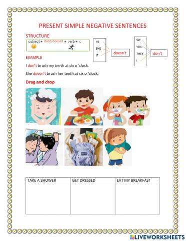 Routines, negative sentences