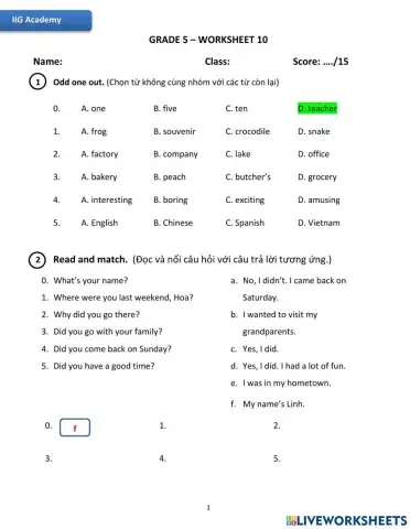 IIG-Grade 5-Worksheet 10