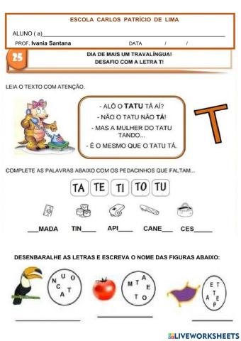 Atividade letra t