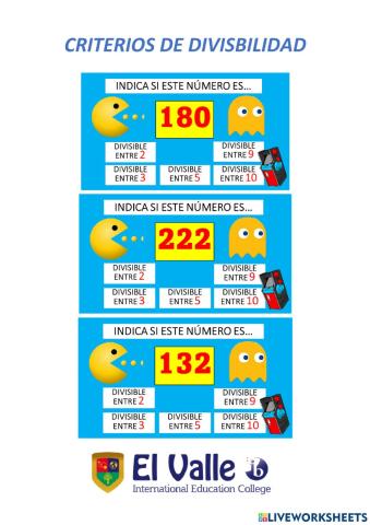 Criterios de divisibilidad (2,3,5,9,10)