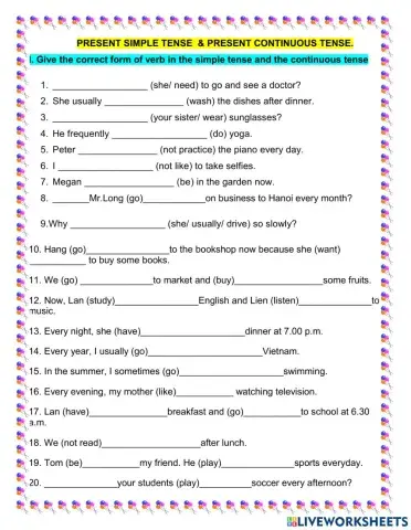 Present simple and present continuous tense