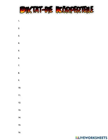 Dictado-Körperteile