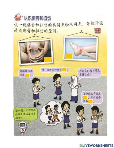 认识瘀青和扭伤