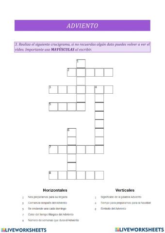 Crucigrama adviento