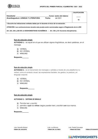 Evaluación primer -parcial lenguaje