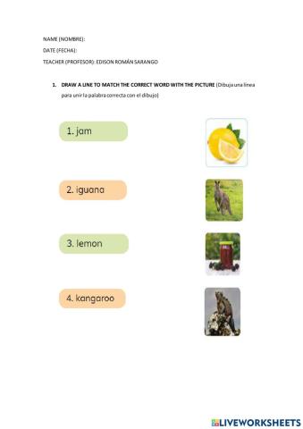 Palabras de la I a la P y Números del 1 al 10 en Inglés