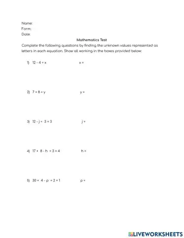 3N Mathematics Test