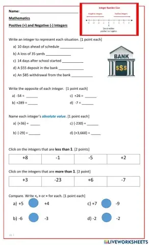 Positive (+) and Negative (-) Integers