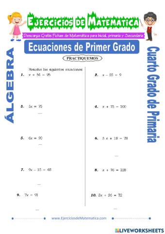 Ecuaciones de Primer grado