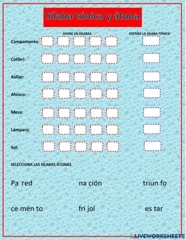 Sílaba tónica y átona