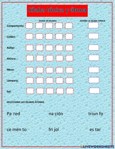 Sílaba tónica y átona