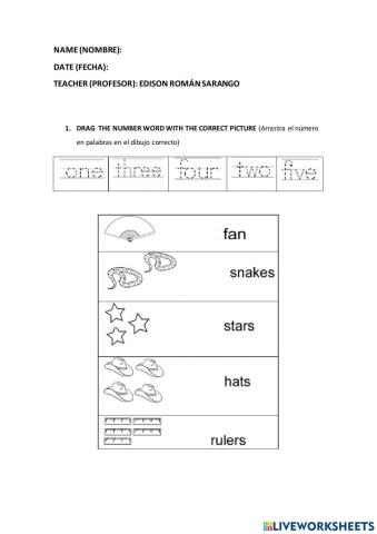 Números del 1 al 10 en Inglés