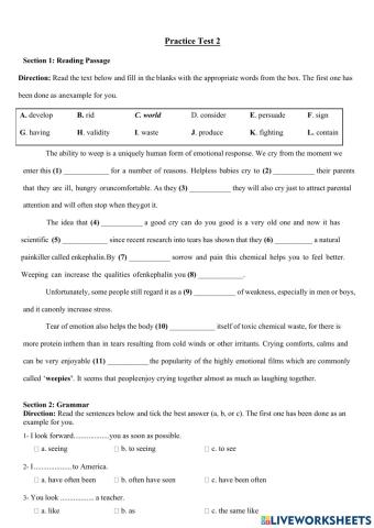 Bac II, Practice Test 2