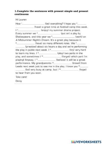 Present simple and present continuous