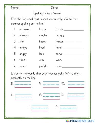 Y As A Vowel Test