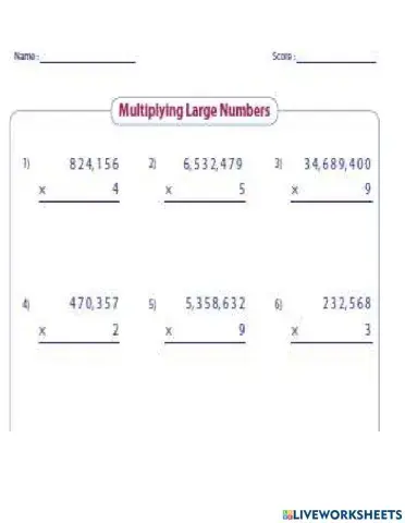 Multiplying Greater Numbers by a one digit Number
