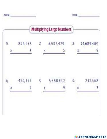 Multiplying Greater Numbers by a one digit Number
