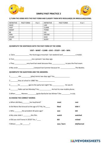 Simple past practice 2