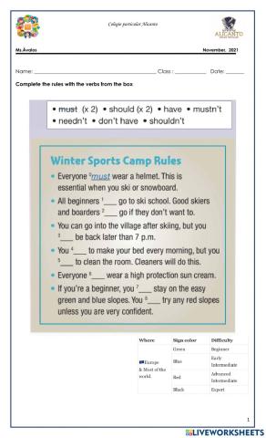 3ºmedio. must-mustn't. unit 3b