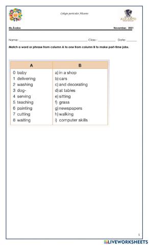 3º medio. unit 3b. part-time jobs