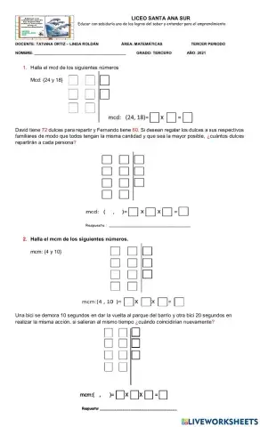 Bimestral matemáticas - tercero 2021