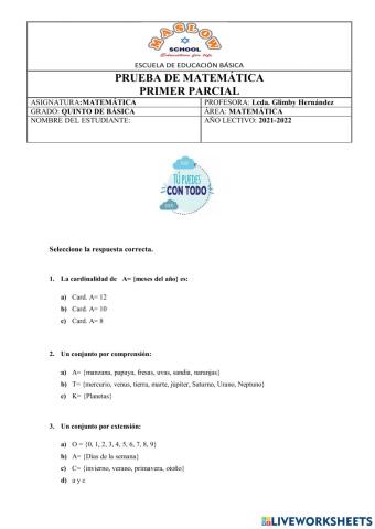 Recuperación Matemática 5to