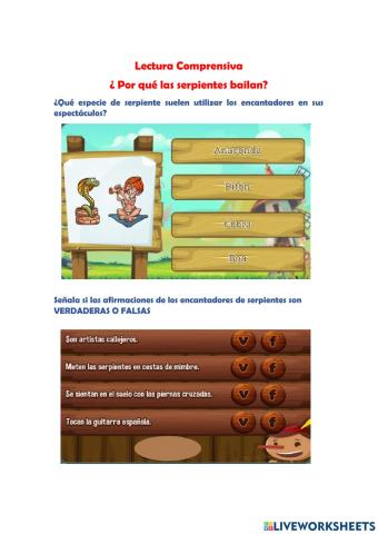 Lectura comprensiva (Porque las serpientes bailan)